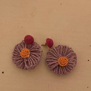 Purple and Yellow Floral Earrings